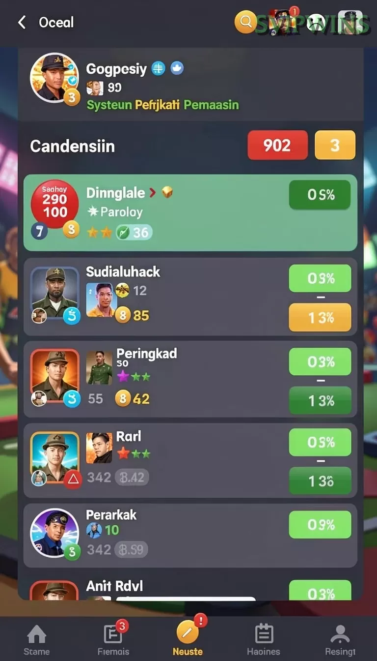 Cuplikan layar SPBU77 — menu navigasi